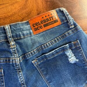 Celebrity Ace 90s Vtg Y2K Dark Wash Jean Shorts Denim Women 3/26 Distressed Long